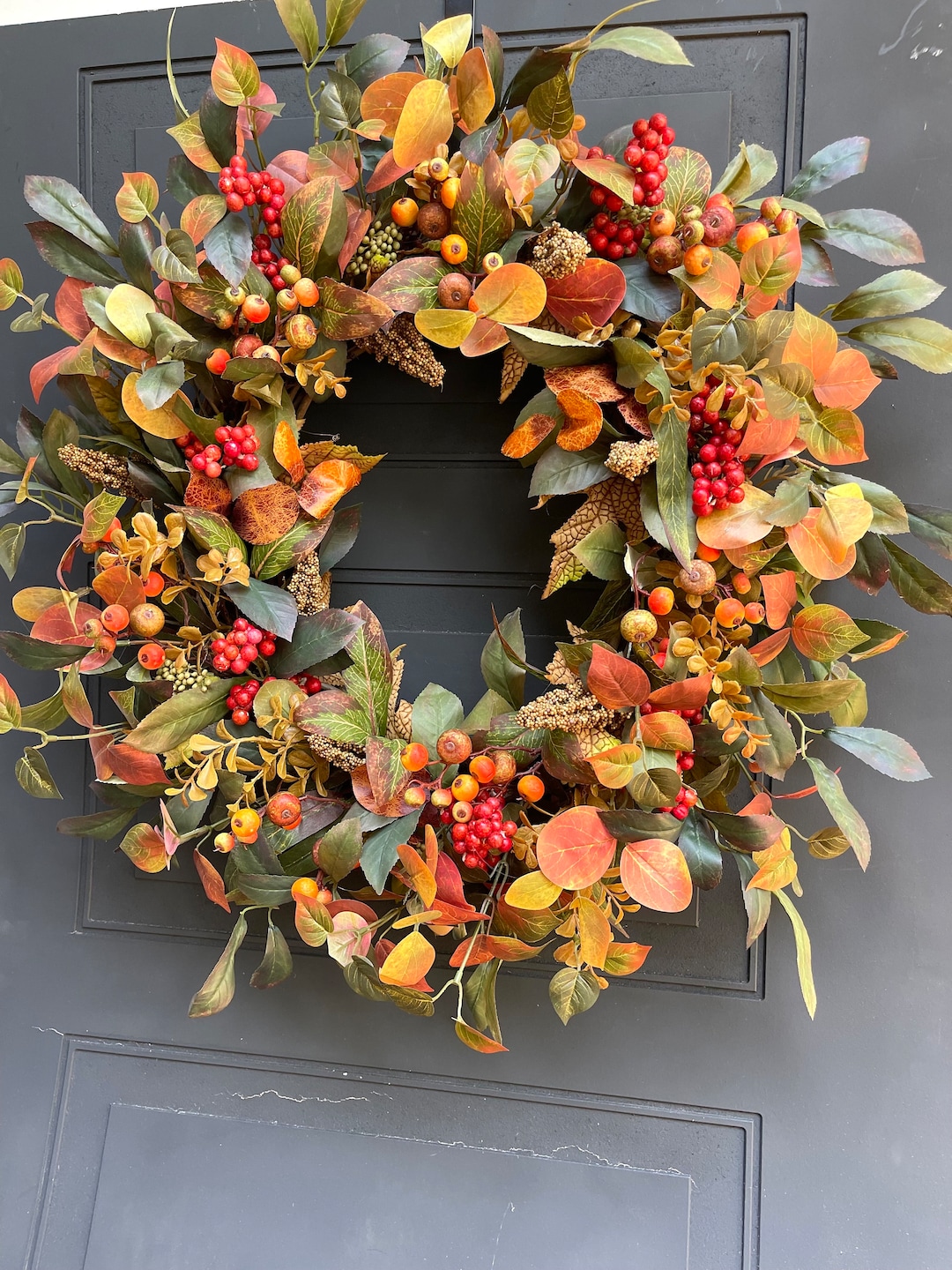 Autumn Wreath for Front Door Fall Eucalyptus Wreath Southern - Etsy
