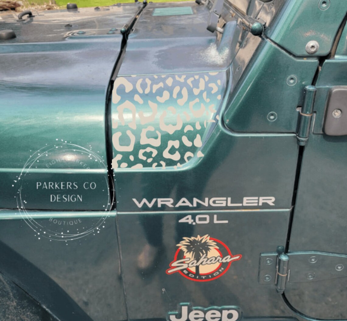 Leopard Spot Cowl Cover Decal Jeep Wrangler Decal Leopard Etsy