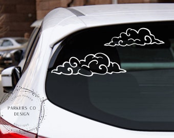 Curly Clouds Vinyl Decals, Set of 2 Cloud Vinyl Decal Stickers, Laptop Sticker, Bumper Sticker, Popular, Hippie, Boho, Trendy