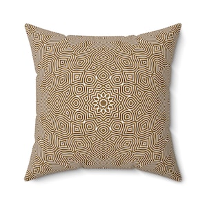 Flower Power Throw Pillow Cover in Gold and White, Whimsical Floral Sunburst Design in Four Sizes, 20 Inch Floor and Couch Pillow
