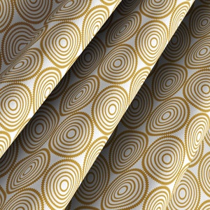 Solaris Art Deco Style Shower Curtain in Gold and White, Gold Bathroom Decor, Modern Geometric Bath Curtain, Sunburst Patterned Curtain