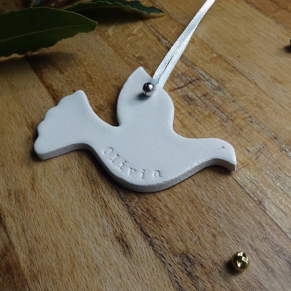 Personalised Memorial Dove Decoration - Handmade Dove Bird Decoration with Name to Remember Loved One Lost