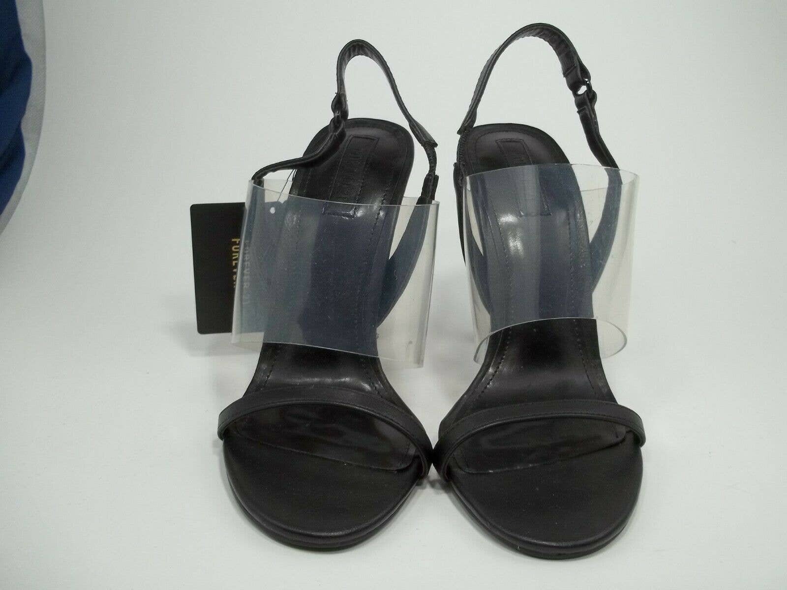 Forever 21 Womens Black Clear translucent Heel Sandals Shoe
