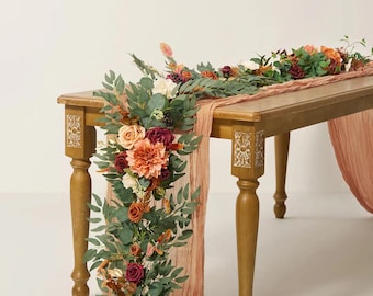 Terracotta Wedding Garland, Eucalyptus & Silk Flowers, 6ft Floral Arrangement