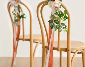 Terracotta Wedding Chair Decoration • Foam & Silk Flower Arrangement