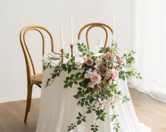 Dusty Rose Floral Swag, Sweetheart Table Arrangement, Wedding Decor