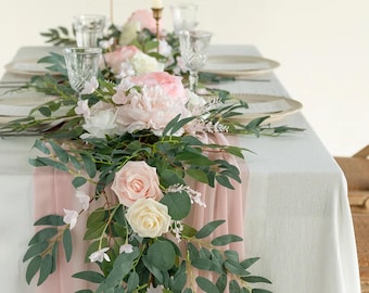 6fts Garlands, table Garlands, head table Garland, floral arrangements, Wedding ceremony decor, wedding decor, Blush Garlands, Flowers