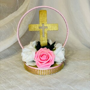 Baptism Centerpieces Christening Centerpieces first communion Centerpieces Centerpieces White & Pink