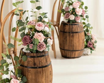 Wine Barrel Floral Arrangement • Wedding & Event Decor, 4-Piece Set