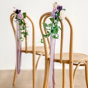 Aisle decoration • Chair decoration • Wedding Pew Decorations • Flowers Arrangements • Ceremony Decoration • Pew Decorations • Lilac flowers