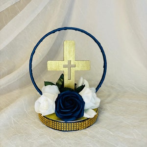 Baptism Centerpieces Christening Centerpieces first communion Centerpieces Centerpieces White & Navy Blue