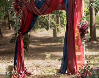 Burgundy & Navy Flower Arch Decor • Wedding Ceremony Backdrop