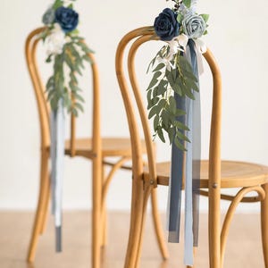 Aisle decoration • Chair decoration • Wedding Pew Decorations • Flowers Arrangements • Ceremony Decoration • Pew Decorations • Dusty blue
