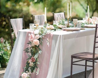 6ft Dusty Rose Floral Garland, Wedding Table Decor