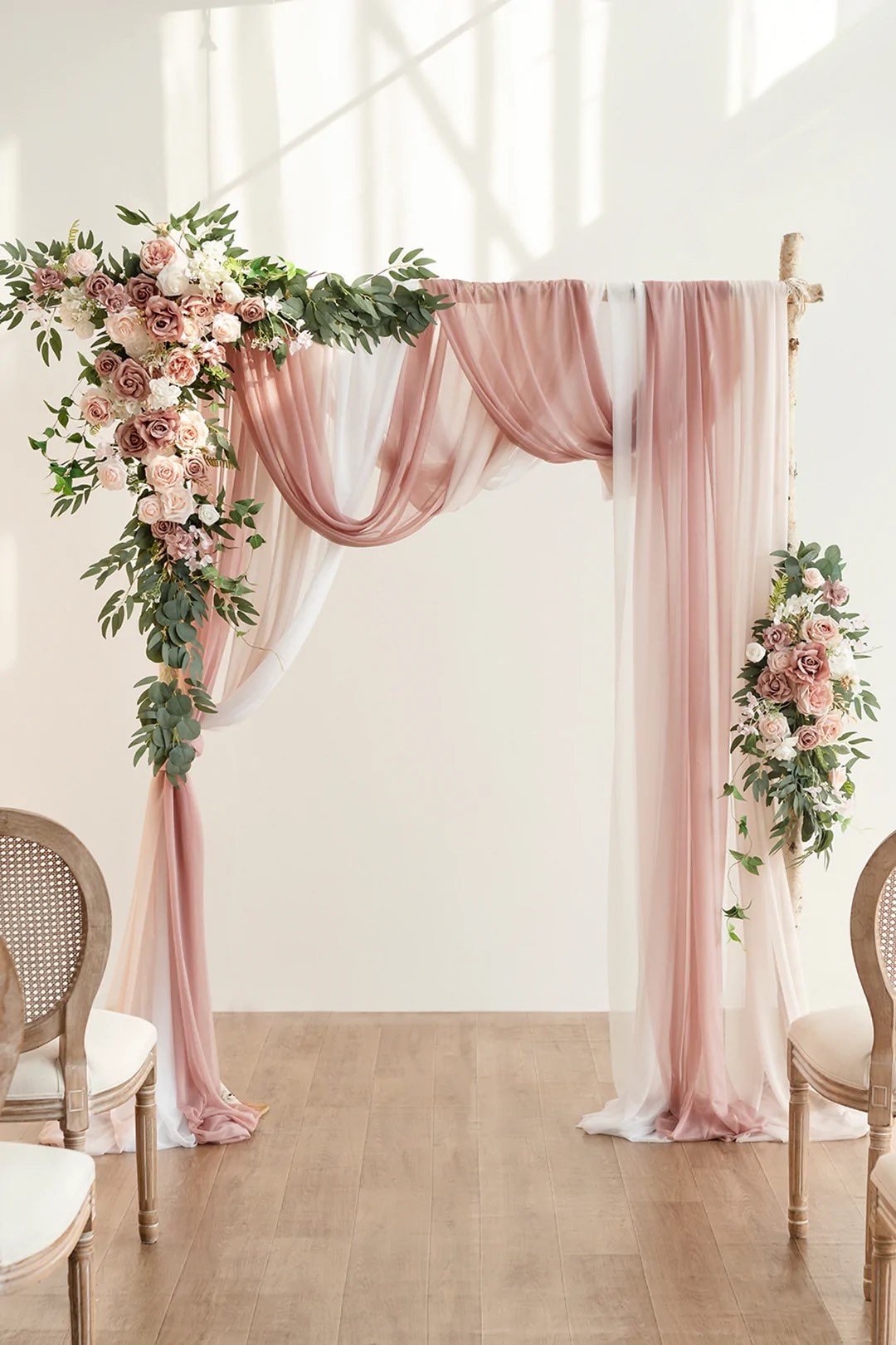Arch Flowers Flower Arch Decor With Drapes in Dusty Rose Arch Floral