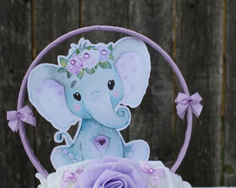 Girl Elephant Centerpiece/Girl Elephant Baby Shower/Girl Baby Shower/Girl Centerpiece/Birthday Centerpiece/Peanut Shower/Floral Baby Shower