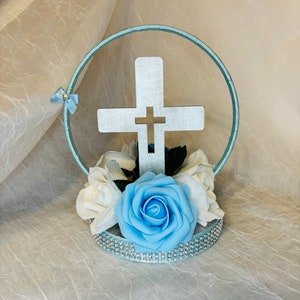 Baptism Centerpieces Christening Centerpieces first communion Centerpieces Centerpieces White & Blue