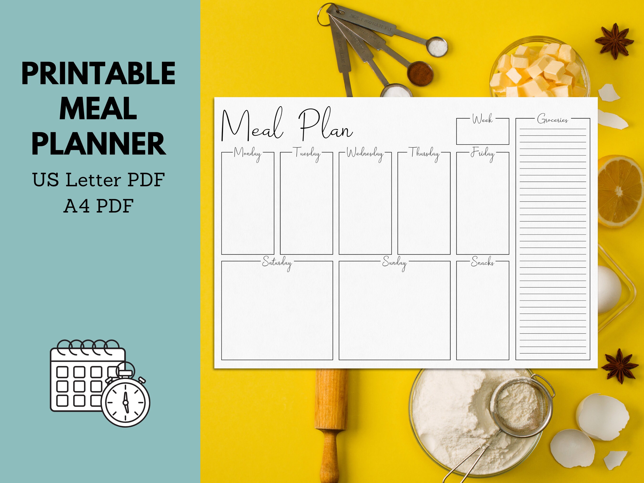Printable Weekly Meal Planner US Letter A4 Menu Planner With - Etsy Canada