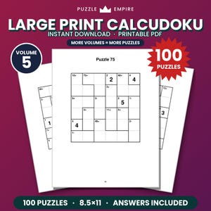 Calcudoku Vol 5 | 100 Large Print Relaxing Math Logic Puzzles for Travel, Screen Free KenKen Style Number Games for Adults PDF