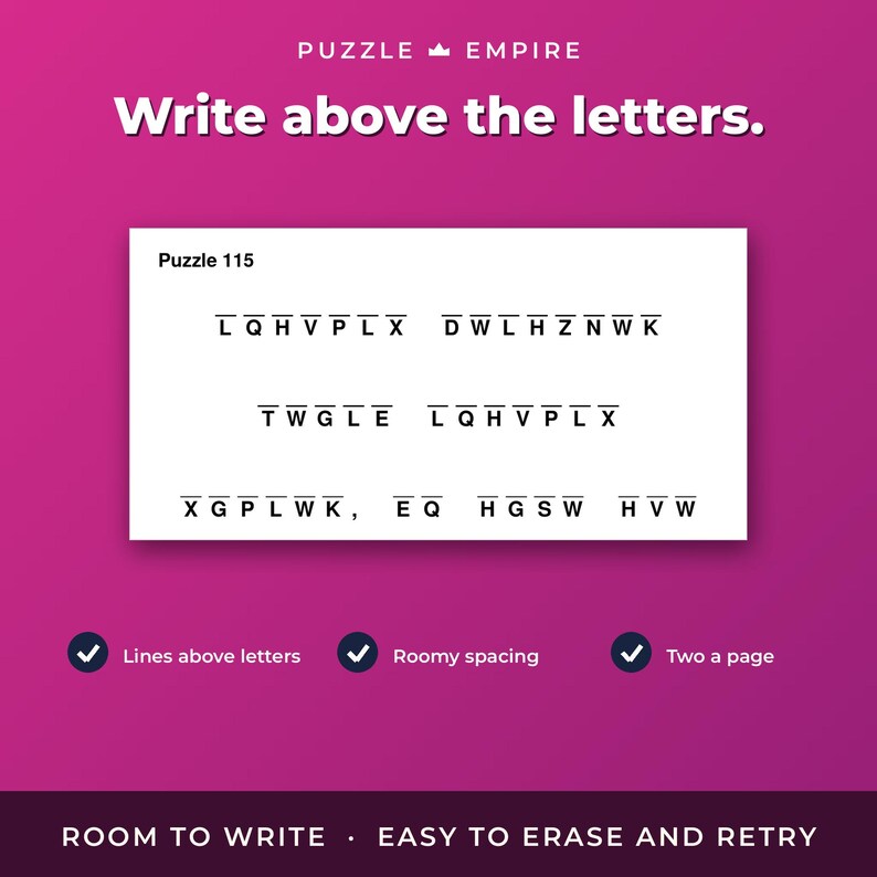 Cryptrogram Letters To Numbers Cryptograms for Adults Bundle | 1,000 Large Print Cryptogram Puzzles, 5 ...