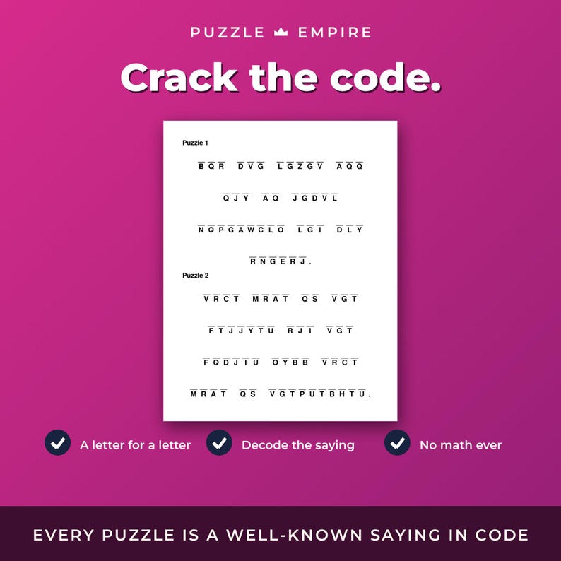 Cryptrogram Letters To Numbers Cryptograms for Adults Bundle | 1,000 Large Print Cryptogram Puzzles, 5 ...