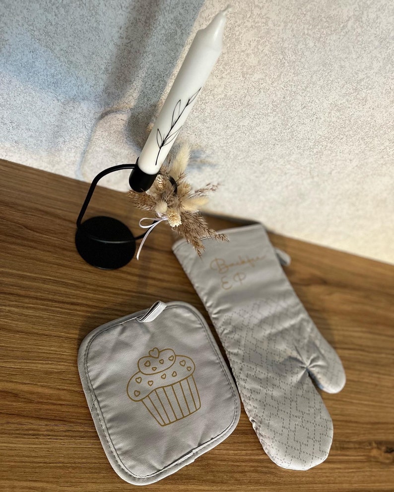 Backhandschuh Topflappen SET / Grillhandschuh / Küchenzubehör / Geschenkide / Personalisiert Bild 4