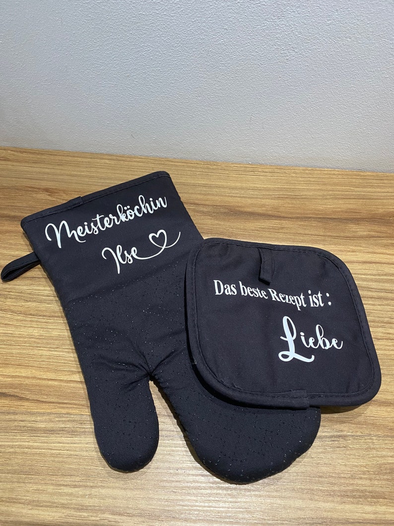 Backhandschuh Topflappen SET / Grillhandschuh / Küchenzubehör / Geschenkide / Personalisiert Bild 3