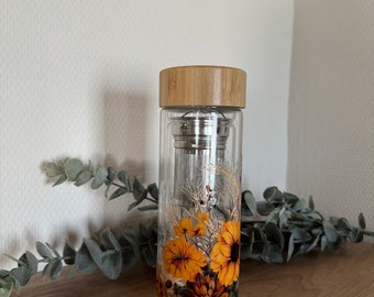 Teeglas / Teabottle / Sieb / Sonnenblumen-Design / Libbey