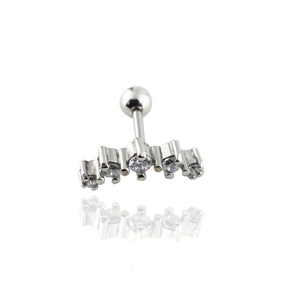 PAIRE Acier inoxydable CZ Wavy Zig Zag Tragus Cartilage Stud Boucles d’oreilles Bar Barbell Ring, Boucles d’oreilles gothiques Bijoux, Boucles d’oreilles pour hommes Femmes Bijoux