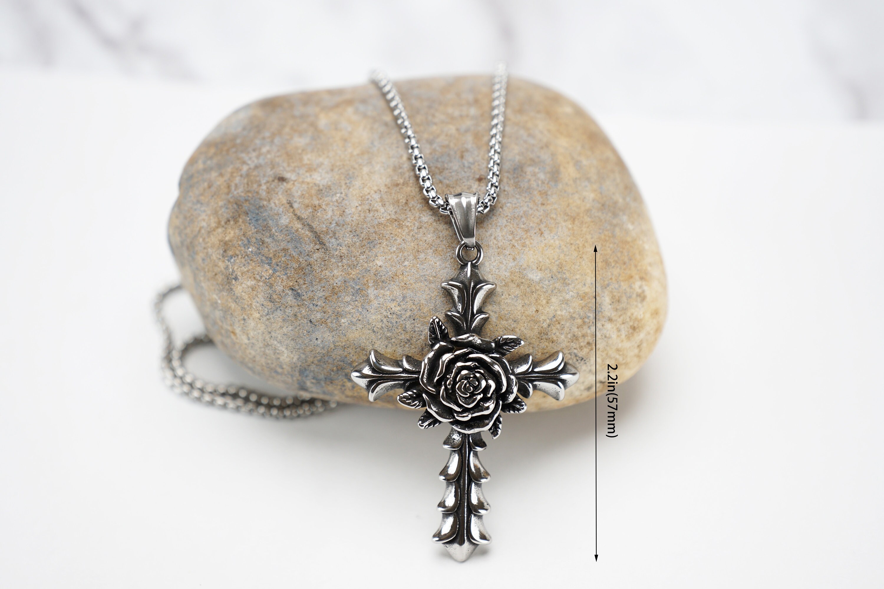 Rosicrucian Rose Cross Pendant Necklace Gothic Cross Pendant Etsy