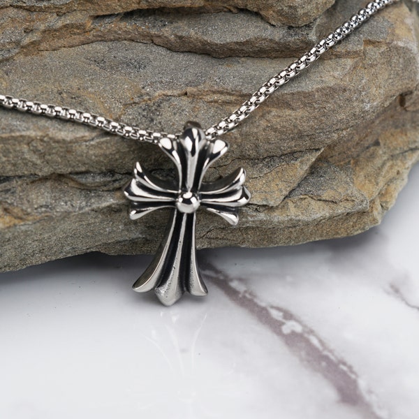 Cross Pendant, Cross Necklace, Cross Pendant Necklace Chain, Silver Cross Necklace, Gothic Necklace, Mens Necklace Gift, Women Necklace Gift