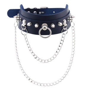 Lether Choker Necklace, Leather Spike Rivet Choker Necklace, Studded Collar Cosplay O-Ring Choker Necklace, O-Ring Choker Necklace