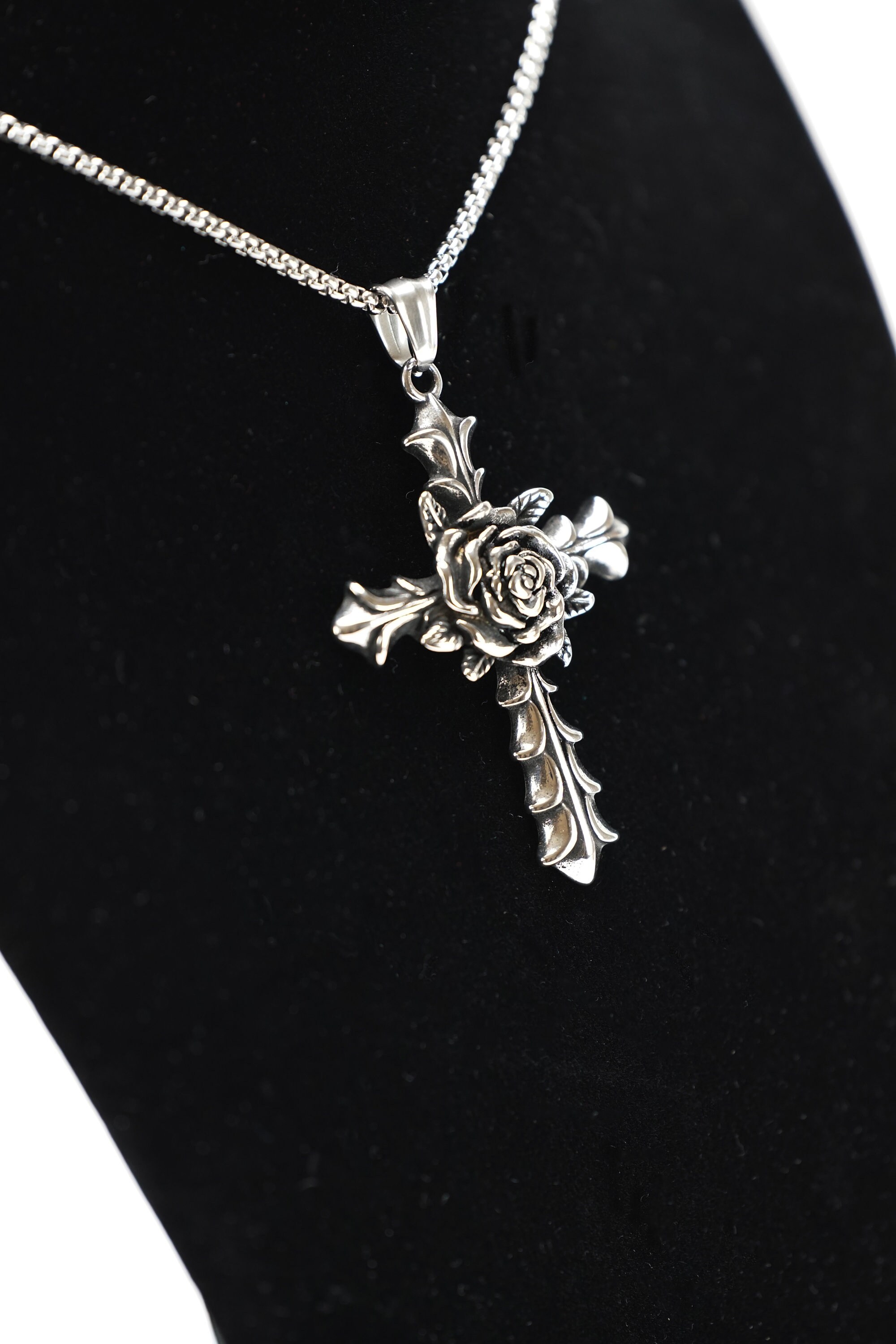 Rosicrucian Rose Cross Pendant Necklace Gothic Cross Pendant Etsy
