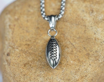 Men Women Stainless Steel NFL Football Pendant Necklace Chain Jewelry Gift Him Her