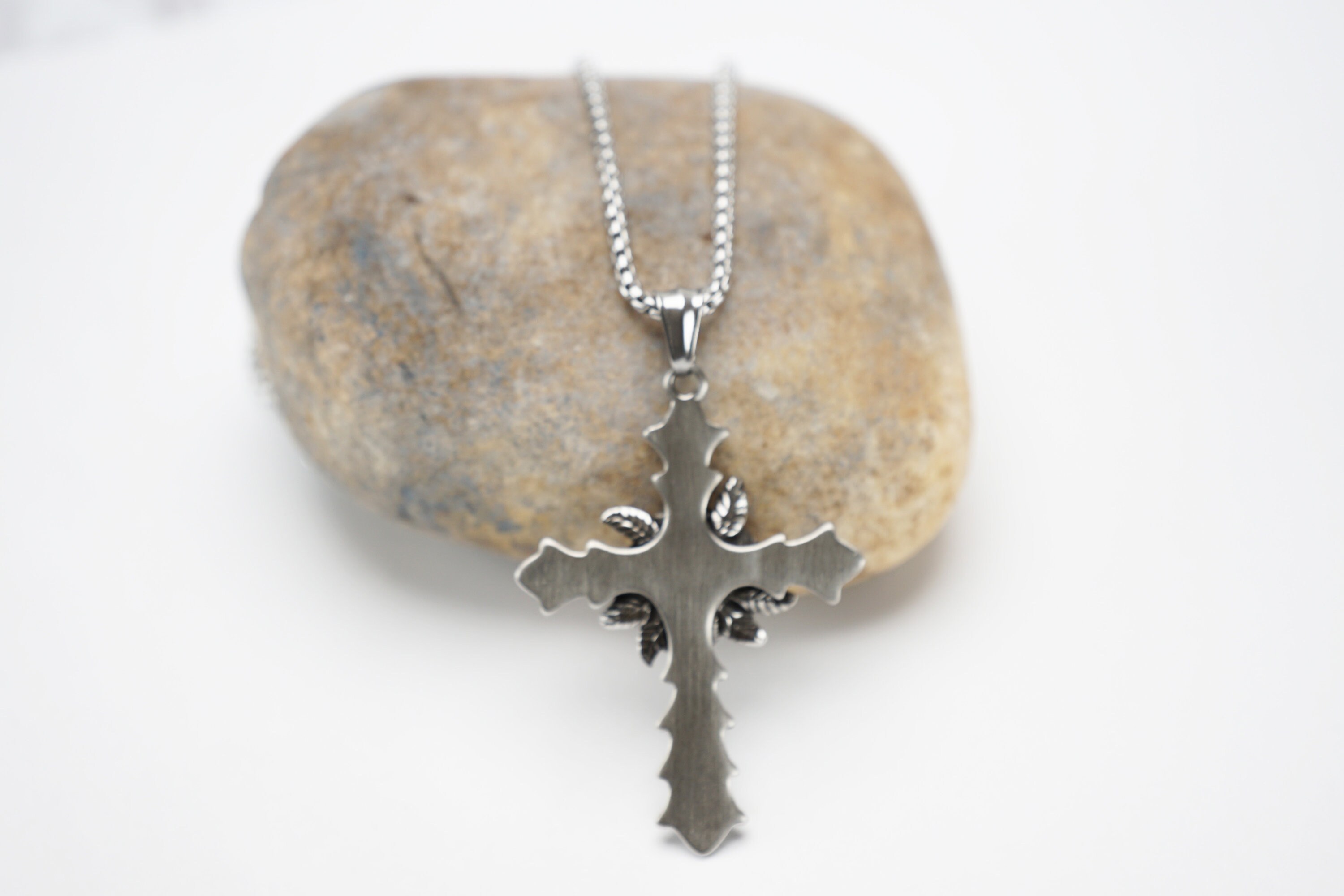 Rosicrucian Rose Cross Pendant Necklace Gothic Cross Pendant Etsy