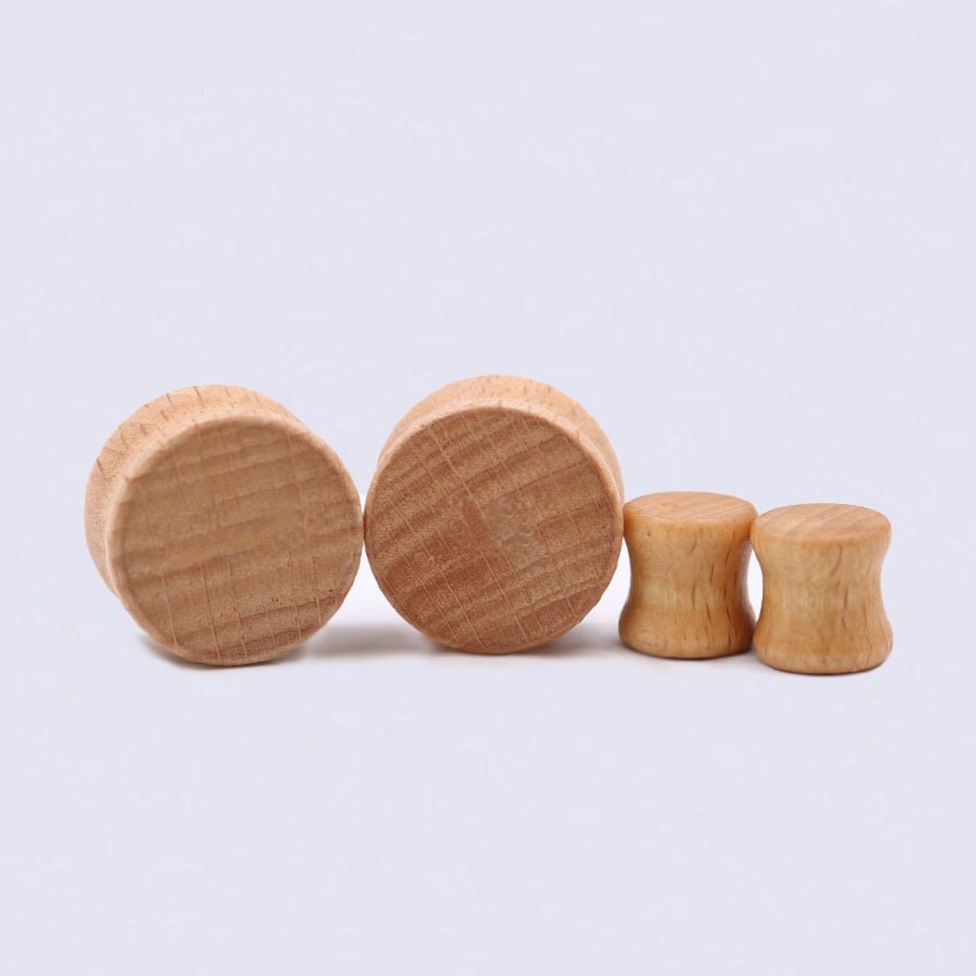 PAIR Organic Wood Double Flared Saddle Ear Tunnels Plugs Gauges Earlets