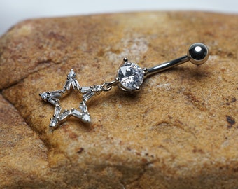 Belly Button Ring, Star Navel Ring,Star Belly Ring, Belly Piercing, Belly Button Rings, Belly Button Jewelry, Star Belly Button Ring