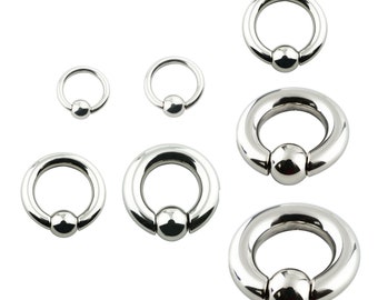 Stainless Steel Spring Loaded Captive Bead Ball CBR Ear Hoop Plugs Tunnels Earrings Septum Ring Gauges Weights Expanders Earlets Stretchers