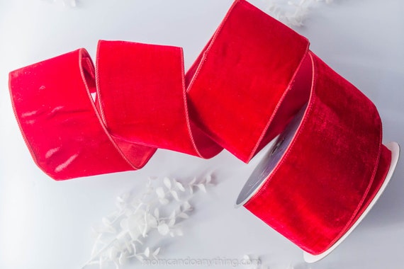 Farrisilk Holiday Queen Red Velvet Designer Ribbon Wired