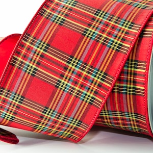 Melrose International Red and Black Plaid Wired Ribbon (Set of 2) main image 0
