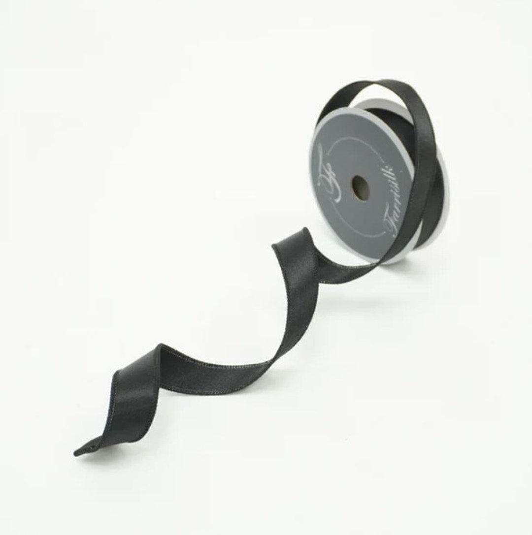 Black Satin WIRED Ribbon, 1 Inch by 10 Yds, Luxurious Designer Ribbon ...