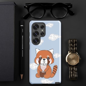 Kawaii red panda drinking bubble tea | Tough case for Samsung® | kawaii phone case, animal phone case