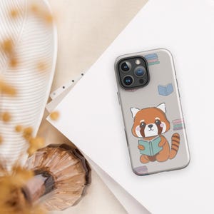 Kawaii Australian red panda reading a book | Tough Case for iPhone® | red panda phone case, book phone case