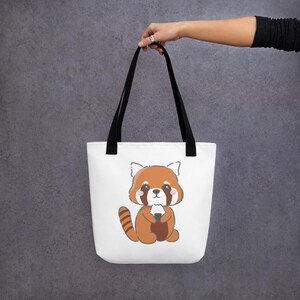 Kawaii red panda eating onigiri | Tote bag | kawaii tote bag, kawaii bag