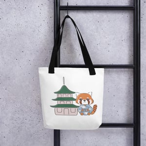 Kawaii red panda wearing a kimono | Tote bag | Kawaii tote bag, red panda tote bag