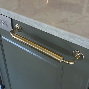 Handcrafted Solid Brass Wall Mounted Towel Holder, Antique Brass Towel Bar, Brass Rowel Rack, Brass Towel Rod, Brass Hand Towel Rail