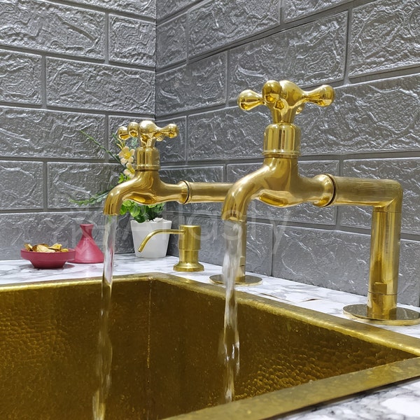 Single Handle Brass Faucet, Unlacquered Solid Brass