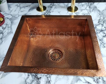 Hammered Solid Copper Kitchen Sink, Moroccan Bar Sink