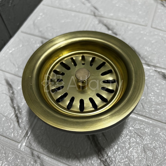 Unlacquered Brass Sink Strainer and Stopper, for Kitchen and Bathroom Sinks  