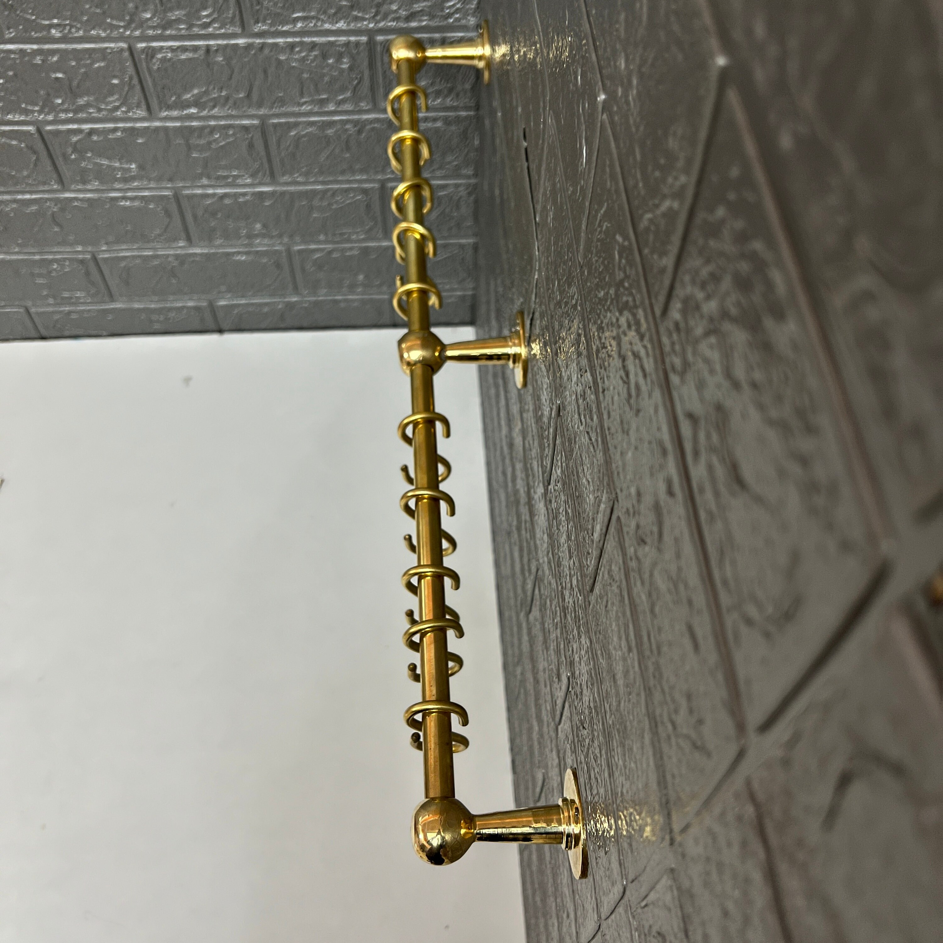 Antique Unlacquered Brass Pot Racks Wall Mounted Brass Etsy